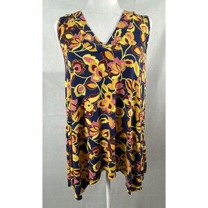 NWT ModCloth Top Womens Large Asymmetric Ham‎ Tank V-Neck Sleeveless Fun Flowy